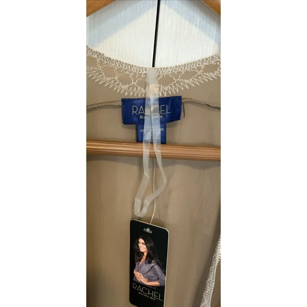 Rachel Women’s Oversized Embroidered Shawl Wrap – Taupe White Lace – NWT